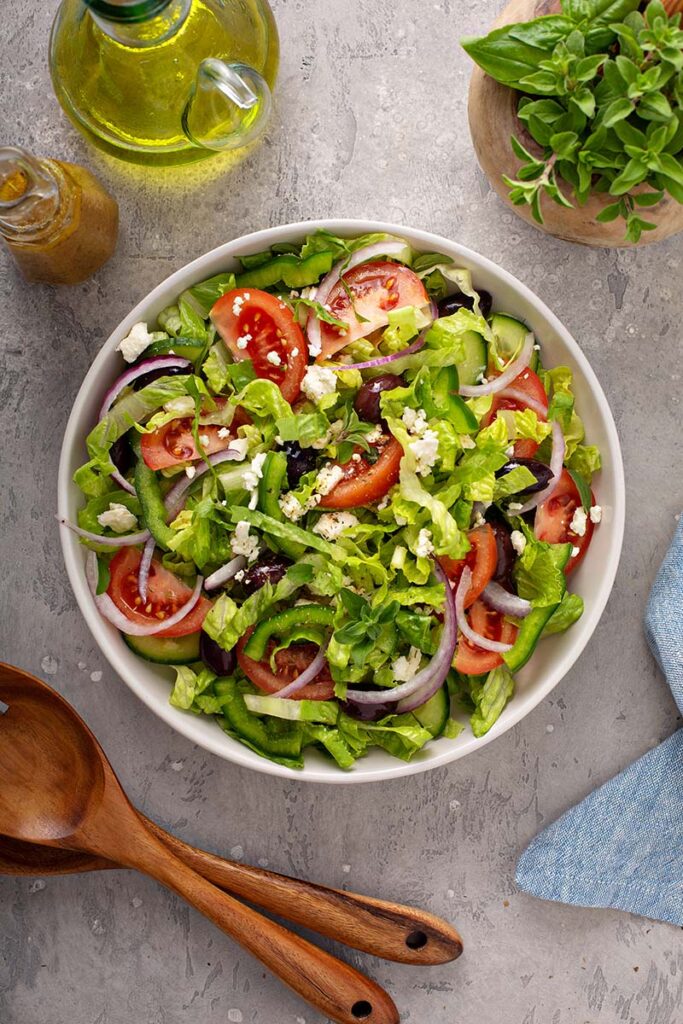 Vegetarian Greek Salad With Vinaigrette Dressing